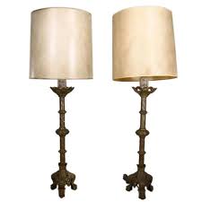 Pair of 19th Century Gothic Style Brass Lamps For Sale at ...