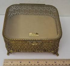 Vintage Hollywood Gold and Glass Jewelry Casket | eBay