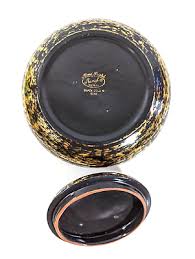 Stangl Black Gold Lidded Candy Dish Round Hand Painted 6.5x4 ...