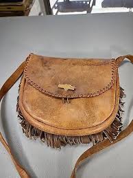 Vintage Cowhide Leather Shoulder Powder Bag & Fringe VGUC & Accessories Pioneer | eBay