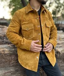 Mens Brown Suede Trucker Jacket: Western Style Leather ...