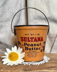 Vintage Sultana Peanut Butter Tin Pail / Kitchen Storage ...