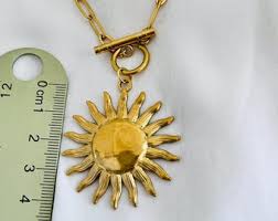 18K Gold Sunburst Pendant Necklace: Stainless Steel ...