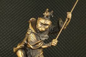 chinese old bronze hand casting monkey statue family ...