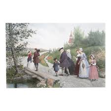 Sunday Morning in Sleepy Hollow, Jennie Brownscombe Poster ...