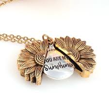 You Are My Sunshine Flower Necklace for Women Open Locket