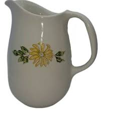 Cream Colored Small Pitcher with Sun Flower Breakfast ~ Approx 6" No Marking | eBay