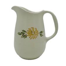 VINTAGE CERAMIC PITCHER VASE DAISY FLOWER LEAVES FARMHOUSE DECOR 6.5 INCHES TALL | eBay