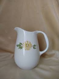 Vintage Ceramic Pitcher With Yellow Floral Motif - Etsy