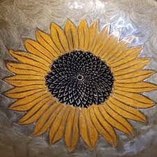 Vintage Brass Enameled Cloisonné Hand Painted Bowl Sunflower ...