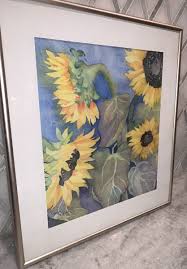 Vintage Watercolor Julie Yeager Sunflowers Painting 16.25 ...