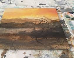 Abstract Landscape Painting, Ink and Collage on Canvas Board, Original Painting. Contemporary Art. - Etsy