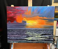 Original Seascape Oil Painting: Skies Break Over Darkened ...