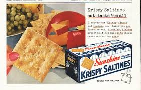 1956 Krispy Saltines Vintage Ad "out-taste"