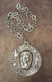 Large Egyptian Revival Silver Tone Pendant - 24 Inch Chain C1970 Statement Piece | eBay