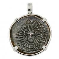 Medusa and Nike Coin in White Gold Necklace