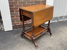 Antique Sutherland Drop Leaf End Table w/ Casters Solid ...