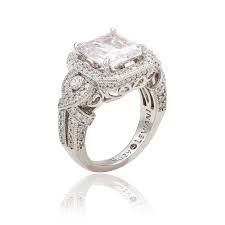 Suzy Levian Sterling Silver White Assher Cubic Zirconia Pave ...