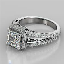 Asscher Cut Split Shank Filigree Engagement Ring | 2.19CT