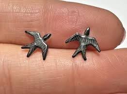 Dainty Sterling Silver Dove Bird Animal Stud Earrings Made ...