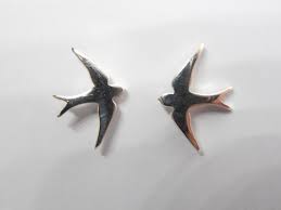 Swallow: Stud Earrings Silver 925 - Balestruccio - Bird ...