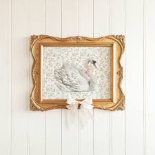 Swans Nursery Print, Floral Swan Print Nursery, Girls ...