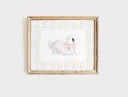 White Swan Girl Room Print, Ballet Nursery Art, Floral Baby ...