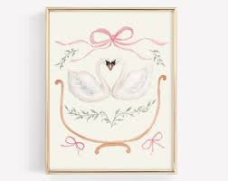 Swan Baby Nursery Art Print Swan Watercolor Print Baby Girl ...