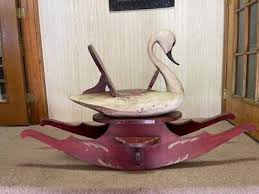 Folk Art Wooden Rocking Swan Riding Toy | eBay