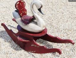 1950s Vintage Hand Painted Kids Swan Rocking Chair | Chairish