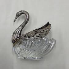 Dining | Antique Metal And Glass Swan Salt Cellar | Poshmark