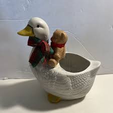 Christmas Duck And Bear Planter | eBay