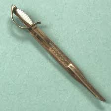 Vintage Swank Signed Long Thin Goldtone Sword w Mother of ...