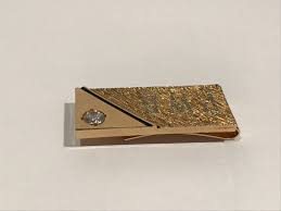 Vintage Gold Tone Metal With Rhinestone Money Clip.vintage ...