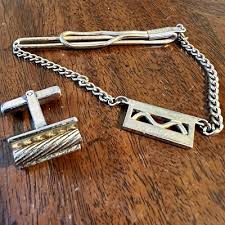 Vintage SWANK Silver Tie Chain ~ Formal Wear Tie Clip & Cufflink 🚚💨 | eBay