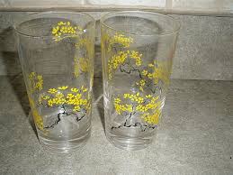 Vintage Set of 2 Tree Branches with Yellow Leaves Clear ...