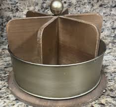 Round Metal and Wood Rotating Spinning Desk Organizer 6 ...