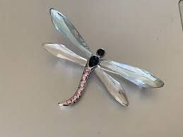 Lovely Vintage French Brooch - Dragonfly with Crystal wings ...