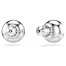 Una Angelic stud earrings, Round cut, Green, Rhodium plated ...