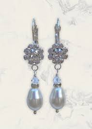 Wedding Day Earrings for Brides Flower Rhinestone and Pearl ...