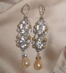Swarovski Crystal Bridal Earrings, Light Gold Pearl ...