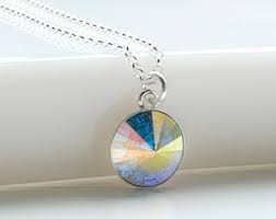Aurora Borealis Swarovski Crystal in 925 Sterling Silver Necklace | Swarovski Crystal Pendant | Celestial Crystal Charm Necklace - Etsy