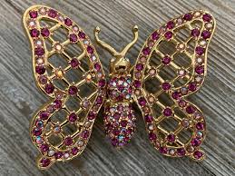 ST. JOHN Signed Vintage 1990's Gold Butterfly Statement ...