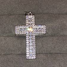 Jewelry | Sterling Silver Clear Cz Large Cross Pendant ...