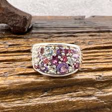Vintage Sterling Silver Gemstone Ring: Amethyst, Ruby, Topaz ...
