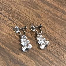 Vintage 925 Sterling Silver Clear Graduated Crystal Screw ...