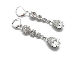 Vintage Clear Crystal Tear Drop Dangle Earrings for Pierced ...