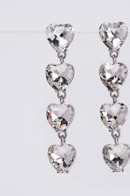 Jasmine 4-Tier Crystal Rhinestone Heart Shaped Earrings ...