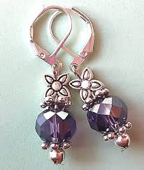 Faceted PLUM Petal CRYSTALS earring SP LEVERBACK artisan ...