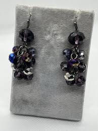 Cluster Dangle Drop Amythyst Rhinestone Earrings 2" drop ...